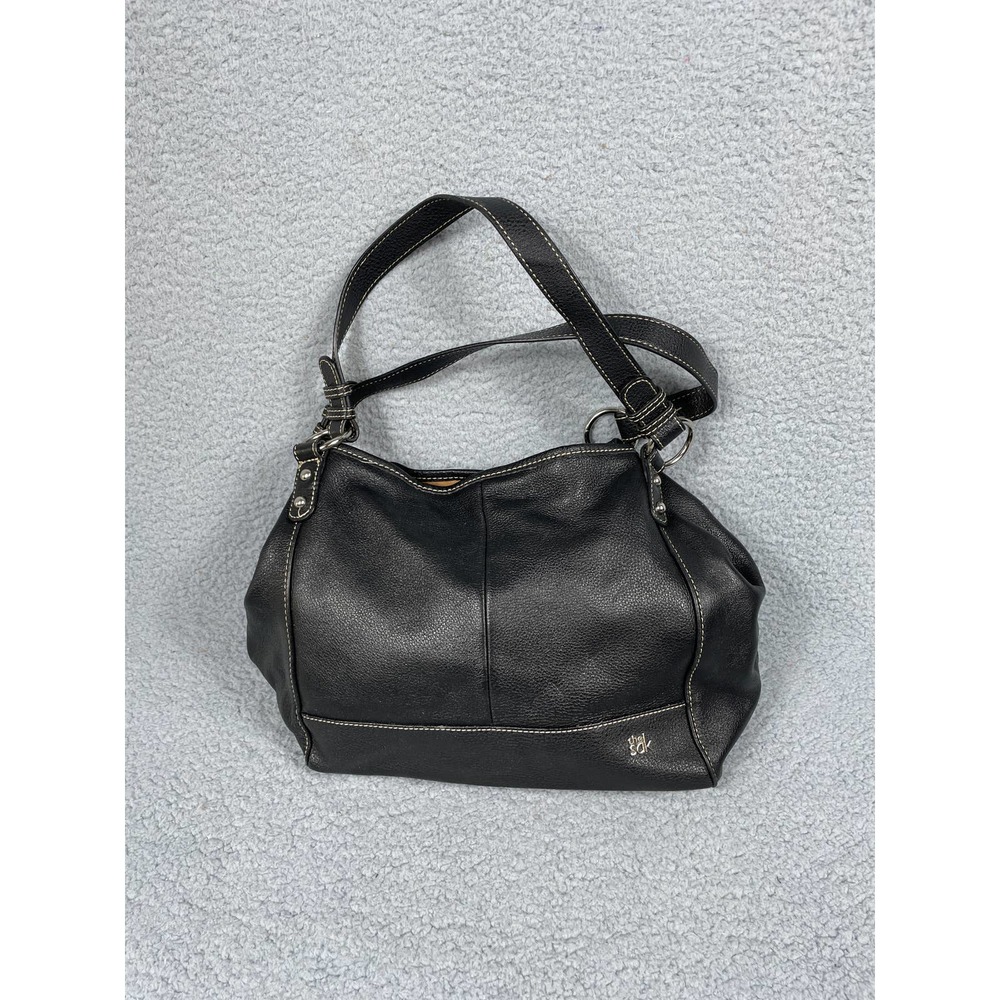 The Sak Black Leather Purse Double Handle Handbag